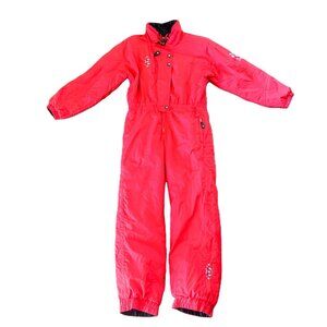 Obermeyer Claudia Petite Reversible Ski Suit Womens 12 Red/Black Embroidered VTG